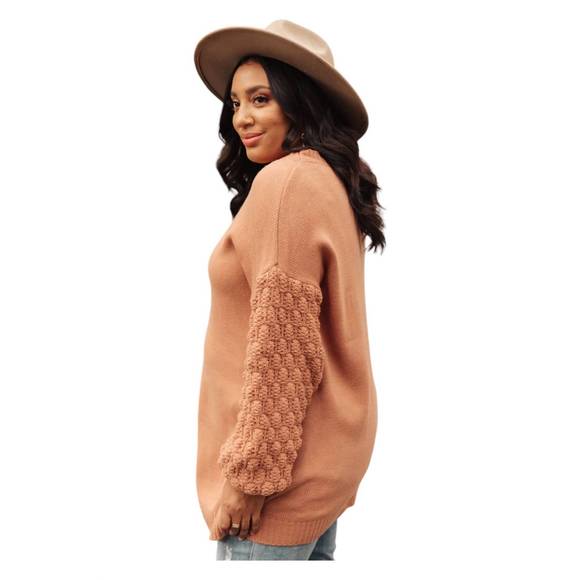 NEW AND THE WHY bubbly b sweater in ginger - Picture 3 of 3